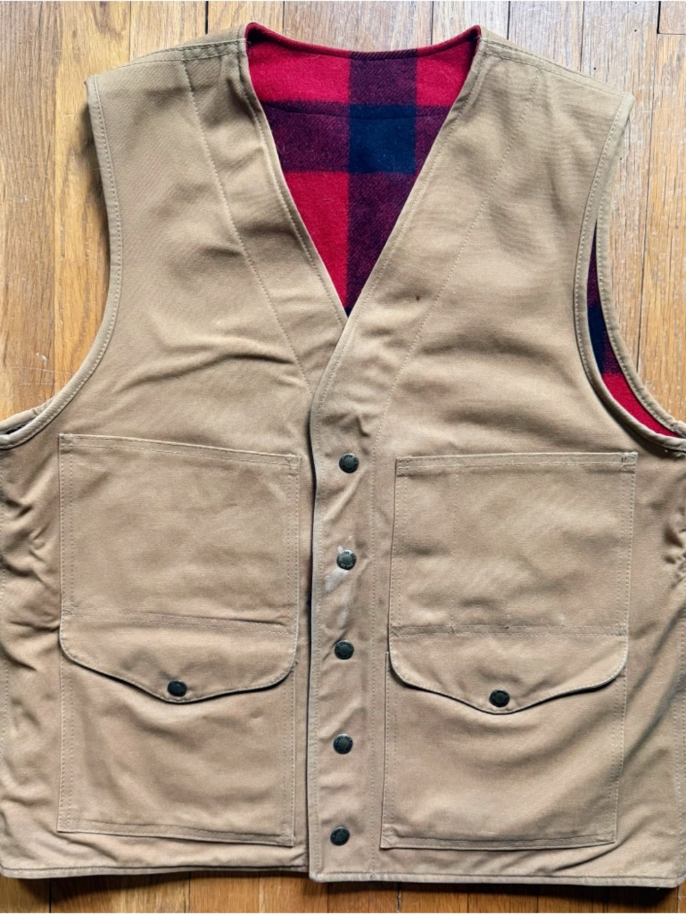 Rare C.C. Filson Co. Reversible Tin Cloth And Wool Cruiser Vest